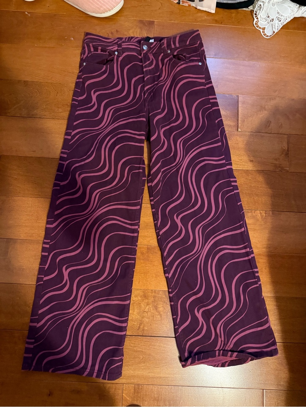 H&M Plum and Pink groovy Wavy Wide-Leg Pants